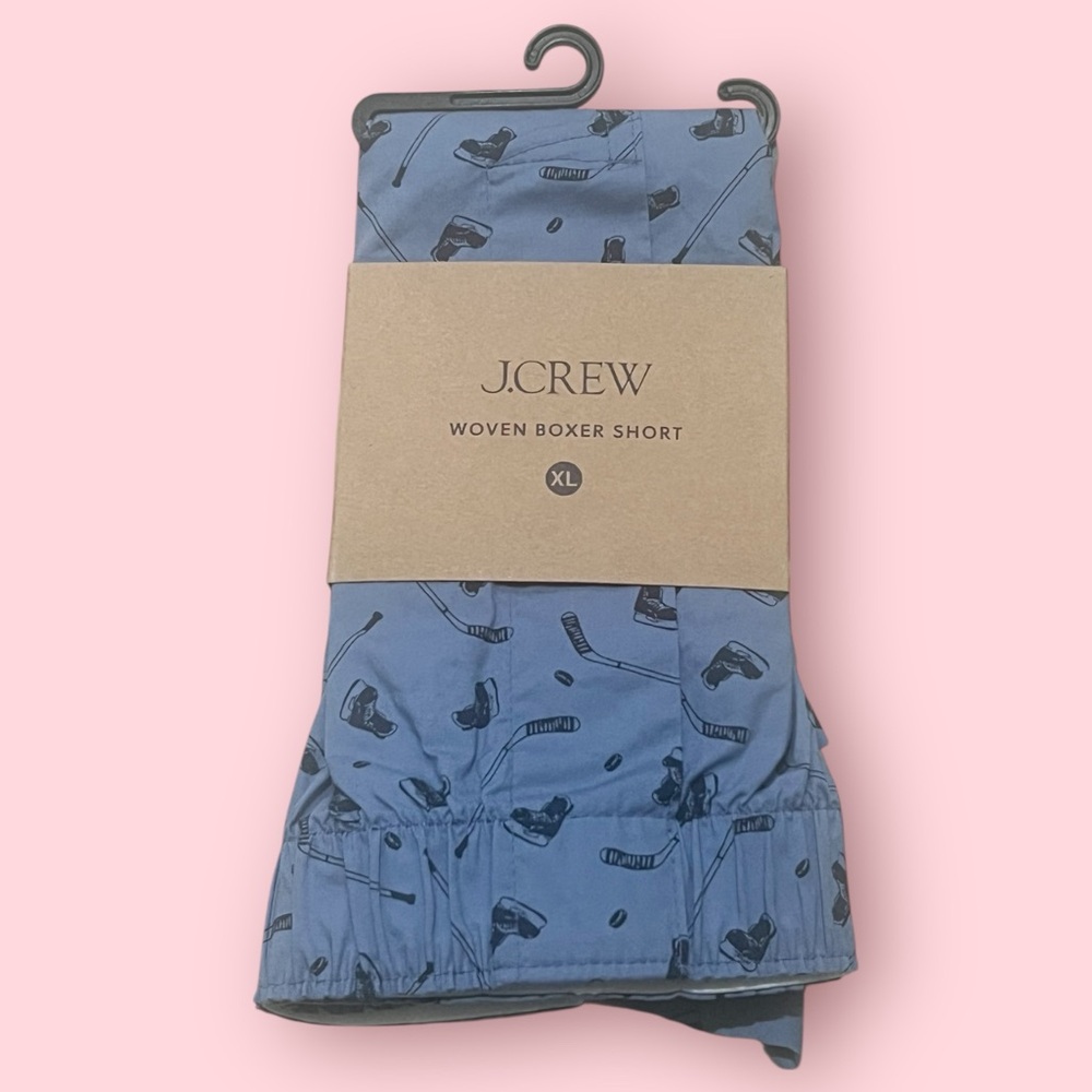 J.Crew Men’s Blue Woven Boxer Shorts (Ice Hockey)